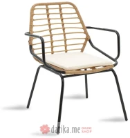 PAKKETO STOLICA Naoki pakoworld armchair metal-black-pe natural