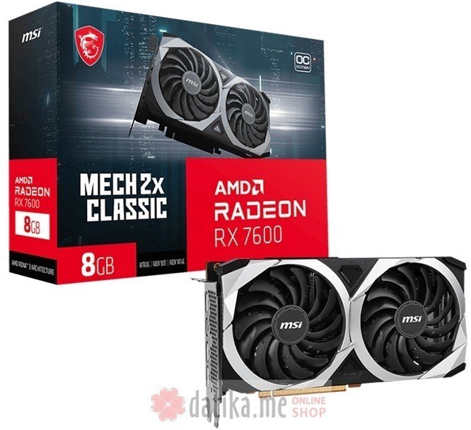 MSI AMD Radeon RX 7600 8GB 128bit RX 7600, MECH 2X CLASSIC 8G OC 