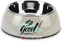 Beeztees POSUDA ZA PSE PLASTIKA/METAL SO GOOD GREY 14 x 4,5 cm - 160 ml 