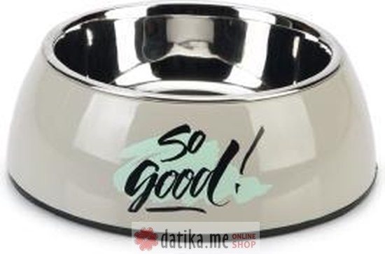 Beeztees POSUDA ZA PSE PLASTIKA/METAL SO GOOD GREY 14 x 4,5 cm - 160 ml 